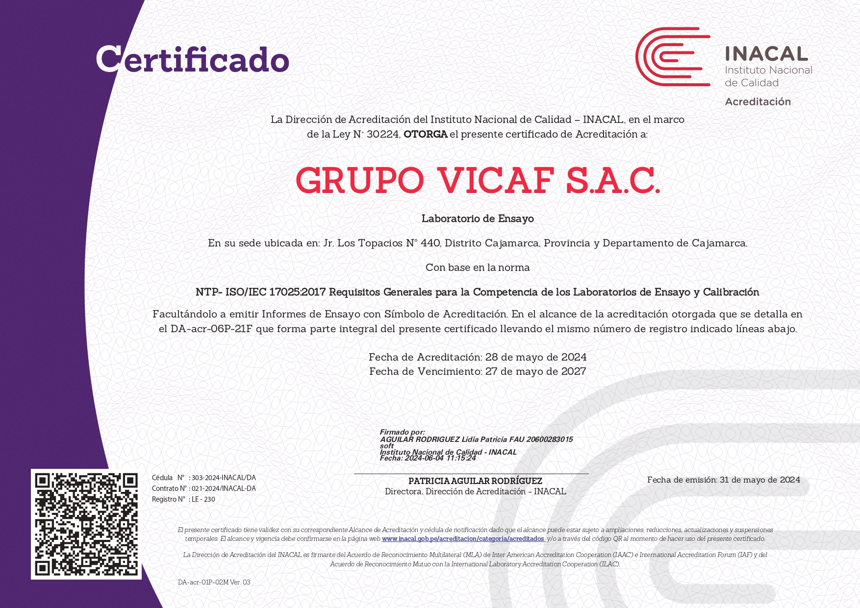 Certificado GRUPO-VICAF