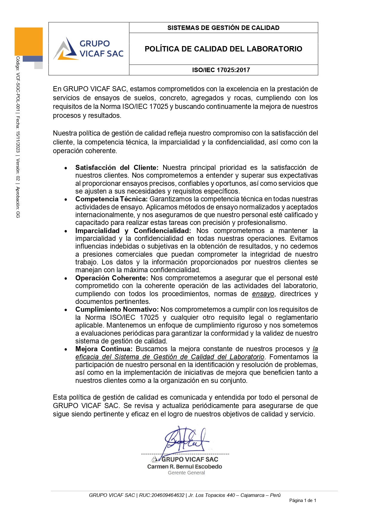 Política de calidad